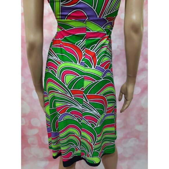 Y2K Babydoll Halter Dress Size S Fairy Boho Colorful Rave Psychedelic Abstract - Picture 7 of 9